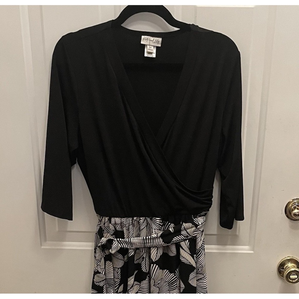 Kate & Lily Black‎ Floral Maxi Dress Womens 1X  Wedding Event Stretch Career